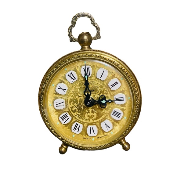 Vintage Linden West German Round Filigree Alarm Clock Gold - Picture 13 of 16